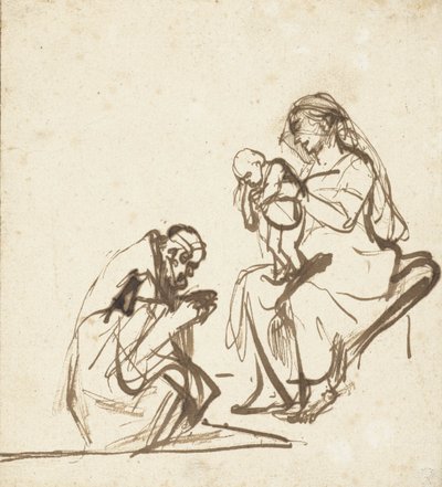 Uno dei tre re adora la Vergine e il Bambino, c.1635-40 da Rembrandt van Rijn